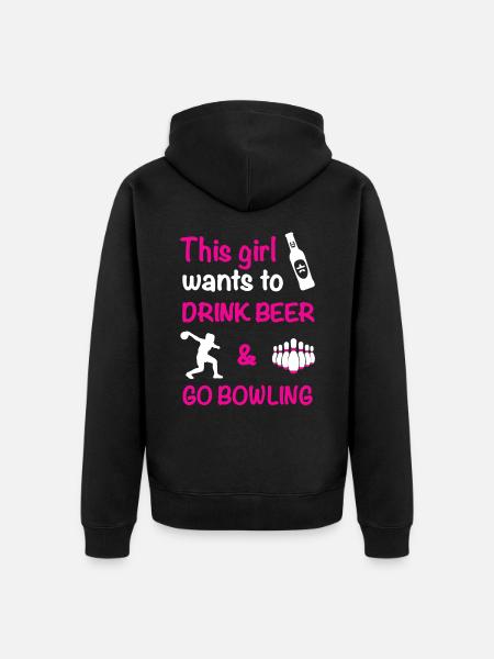 Bowling Beer Drinking - Unisex Premium Organic Zip Hoodie - black