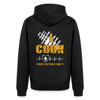 Chef I Cook I Cause I Get Sad If I Don't - Unisex Premium Organic Zip Hoodie - black - Back - Nico (187cm)