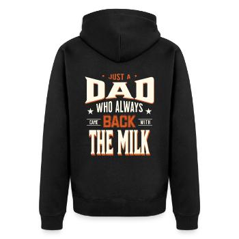 Nur ein Vater, der immer mit der Milch zurückkam - Unisex Premium Bio Zip Hoodie - Schwarz - Hinten - Nico (187cm)