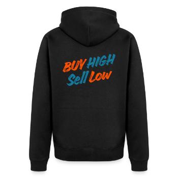Investor - Trader - Aktien - Börse Lustige Sprüche - Unisex Premium Bio Zip Hoodie - Schwarz - Hinten - Nico (187cm)