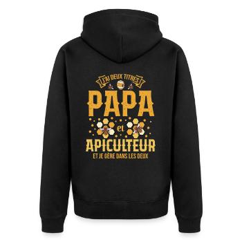 Papa Apiculteur Homme Abeilles Abeille Apiculture - Veste à capuche bio Premium Unisexe - noir - Dos - Nico (187cm)