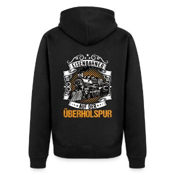 Rentner Eisenbahner Eisenbahn Modelleisenbahn - Unisex Premium Bio Zip Hoodie - Schwarz - Hinten - Nico (187cm)