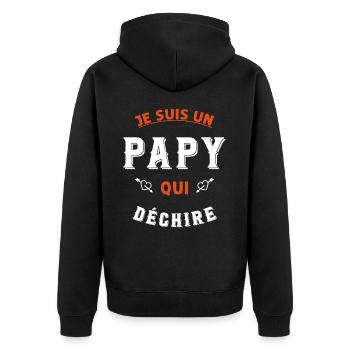 Je suis un papy qui déchire - Veste à capuche bio Premium Unisexe - noir - Dos - Nico (187cm)