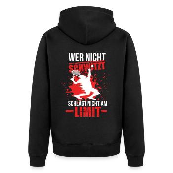 Tennis Tennisspieler Tennisspielerin Tennisverein - Unisex Premium Bio Zip Hoodie - Schwarz - Hinten - Nico (187cm)