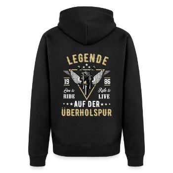 Motorrad Biker Motorradfahrer bike rentner zweirad - Unisex Premium Bio Zip Hoodie - Schwarz - Hinten - Nico (187cm)