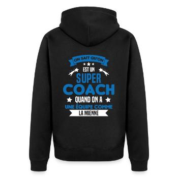 On Sait Qu'on Est Un Super Coach - Veste à capuche bio Premium Unisexe - noir - Dos - Nico (187cm)