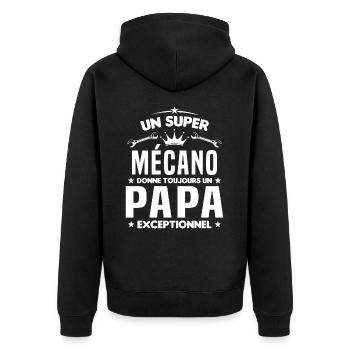 Mécano papa cadeau drôle fête des pères garagiste - Veste à capuche bio Premium Unisexe - noir - Dos - Nico (187cm)