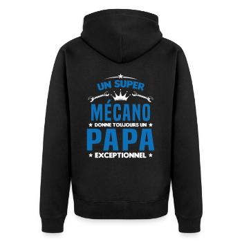 Mécano papa cadeau drôle fête des pères garagiste - Veste à capuche bio Premium Unisexe - noir - Dos - Nico (187cm)