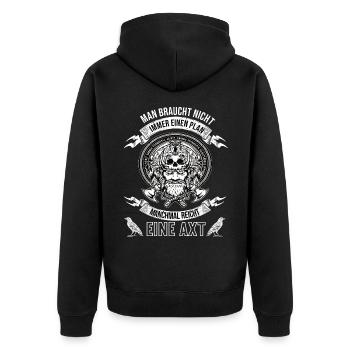 Wikinger Krieger Nordmann Axt Legendärer Wikinger - Unisex Premium Bio Zip Hoodie - Schwarz - Hinten - Nico (187cm)