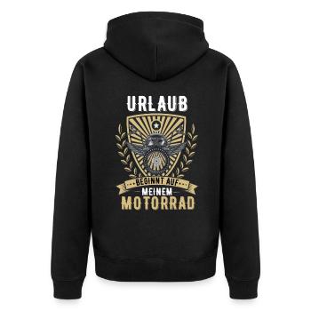 Motorrad Biker Motorradfahrer Chopper Rocker - Unisex Premium Bio Zip Hoodie - Schwarz - Hinten - Nico (187cm)