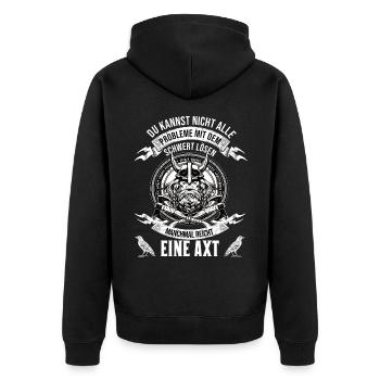 Wikinger Krieger Nordmann Axt Legendärer Wikinger - Unisex Premium Bio Zip Hoodie - Schwarz - Hinten - Nico (187cm)