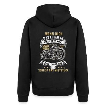 Motorrad Biker Motorradfahrer bike Rocker Rentner - Unisex Premium Bio Zip Hoodie - Schwarz - Hinten - Nico (187cm)