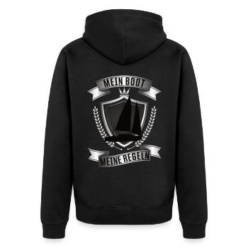 Mein Boot Meine Regeln Segelboot Kapitän Segler - Unisex Premium Bio Zip Hoodie - Schwarz - Hinten - Nico (187cm)
