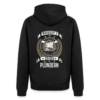 Wikingerschiff Wikinger skandinavien germanen - Unisex Premium Bio Zip Hoodie - Schwarz - Hinten - Nico (187cm)