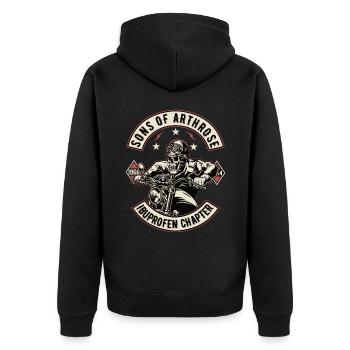 Sons Of Arthrose Motorrad Biker Motorradfahrer - Unisex Premium Bio Zip Hoodie - Schwarz - Hinten - Nico (187cm)