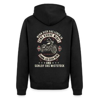 Motorrad Biker Motorradfahrer bike Rocker Rentner - Unisex Premium Bio Zip Hoodie - Schwarz - Hinten - Nico (187cm)