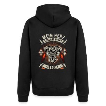 Motorrad Motorradfahrer Motorradverein Motorradfan - Unisex Premium Bio Zip Hoodie - Schwarz - Hinten - Nico (187cm)