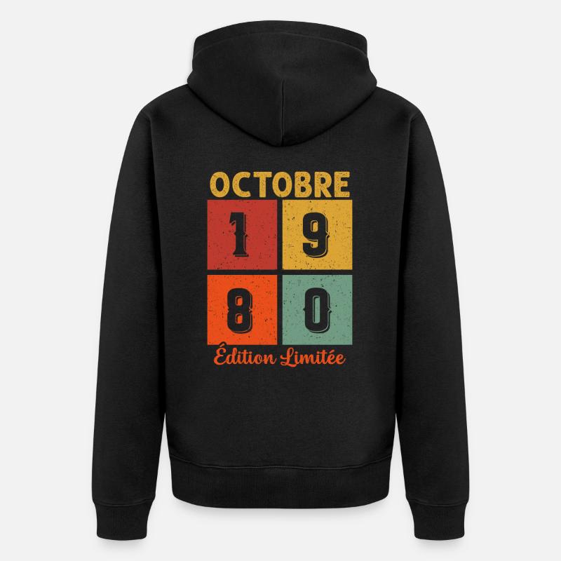 Octobre 1980 Édition limitée - Veste à capuche bio Premium Unisexe - noir