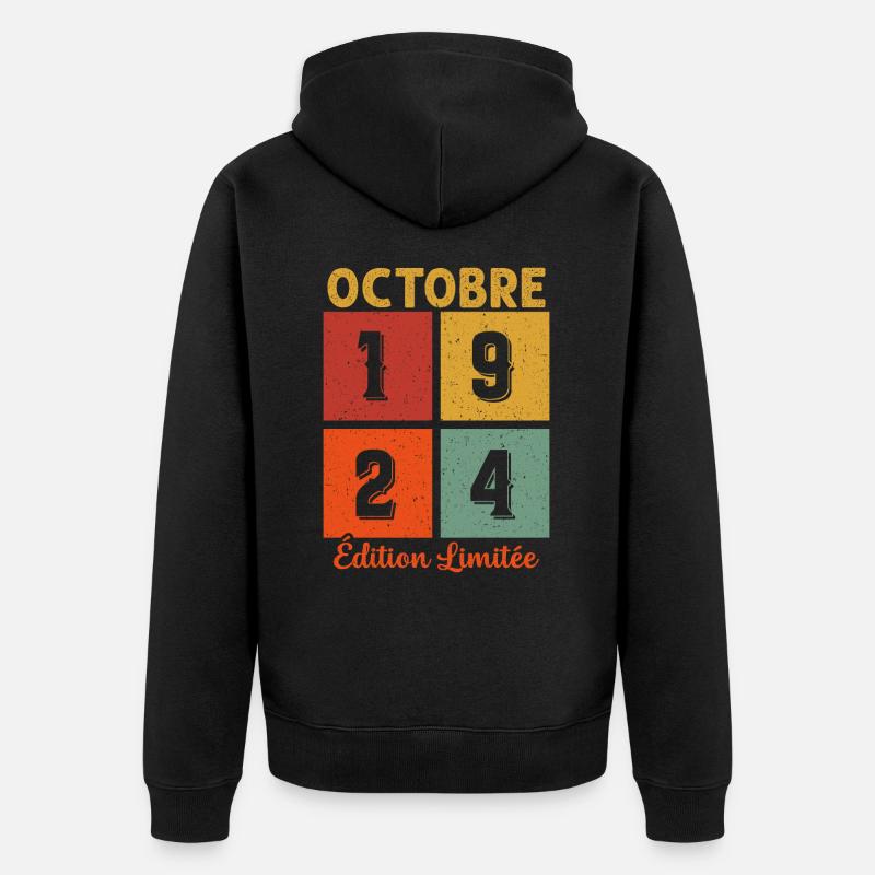 Octobre 1924 Édition limitée - Veste à capuche bio Premium Unisexe - noir