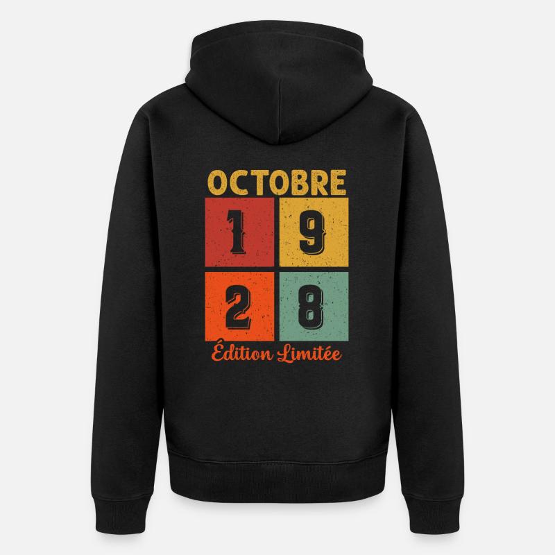 Octobre 1928 Édition limitée - Veste à capuche bio Premium Unisexe - noir