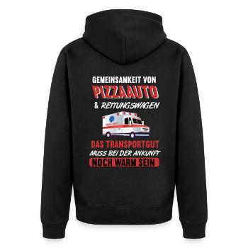 Rettungssanitäter Krankenwagen Rettungsdienst - Unisex Premium Bio Zip Hoodie - Schwarz - Hinten - Nico (187cm)