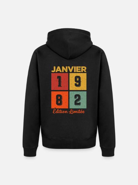 Janvier 1982 Édition limitée - Veste à capuche bio Premium Unisexe - noir