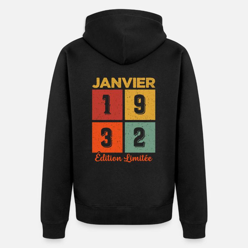 Janvier 1932 Édition limitée - Veste à capuche bio Premium Unisexe - noir
