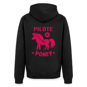Pilote De Poney Humour Cadeau Équitation Cavalière - Veste à capuche bio Premium Unisexe - noir - Dos - Nico (187cm)