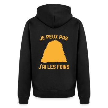 Je Peux Pas J'ai Les Foins Humour Agriculteur - Veste à capuche bio Premium Unisexe - noir - Dos - Nico (187cm)