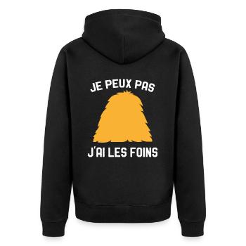 Je Peux Pas J'ai Les Foins Humour Agriculteur - Veste à capuche bio Premium Unisexe - noir - Dos - Nico (187cm)