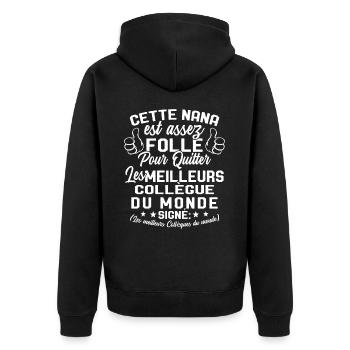 Collègue Nana meilleure collègue du monde - Veste à capuche bio Premium Unisexe - noir - Dos - Nico (187cm)