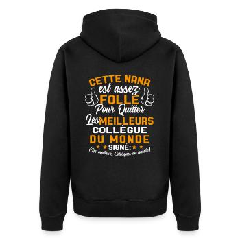 Collègue Nana meilleure collègue du monde - Veste à capuche bio Premium Unisexe - noir - Dos - Nico (187cm)