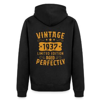 Vintage 1937 Limited Edition Aged Perfectly - Unisex Premium Organic Zip Hoodie - black - Back - Nico (187cm)