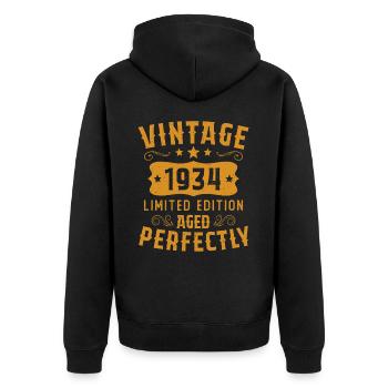 Vintage 1934 Limited Edition Aged Perfectly - Unisex Premium Organic Zip Hoodie - black - Back - Nico (187cm)