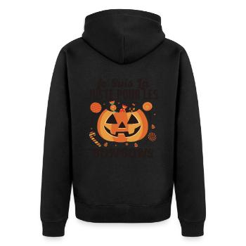 Là Juste Pour Les Bonbons Halloween Fête Horreur - Veste à capuche bio Premium Unisexe - noir - Dos - Nico (187cm)