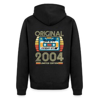 Vintage Geburtstagsgeschenk 2004 Limited Edition - Unisex Premium Bio Zip Hoodie - Schwarz - Hinten - Nico (187cm)