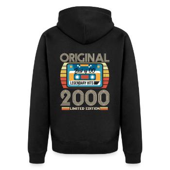 Vintage 2000 Original Geburtstagsgeschenk - Unisex Premium Bio Zip Hoodie - Schwarz - Hinten - Nico (187cm)