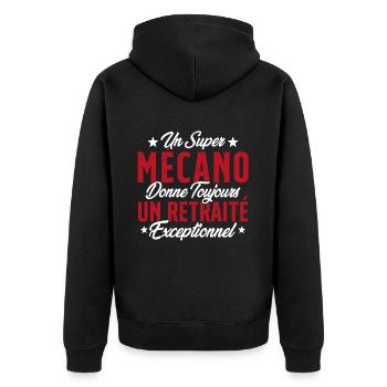 Mécano Papa Cadeau Drôle Fête Des Pères Garagiste - Veste à capuche bio Premium Unisexe - noir - Dos - Nico (187cm)