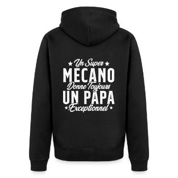 Mécano Papa Cadeau Drôle Fête Des Pères Garagiste - Veste à capuche bio Premium Unisexe - noir - Dos - Nico (187cm)