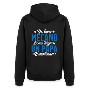 Mécano Papa Cadeau Drôle Fête Des Pères Garagiste - Veste à capuche bio Premium Unisexe - noir - Dos - Nico (187cm)