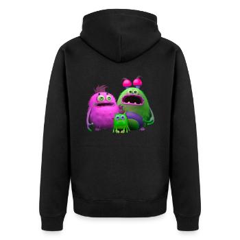 Monster Familie - Unisex Premium Bio Zip Hoodie - Schwarz - Hinten - Nico (187cm)