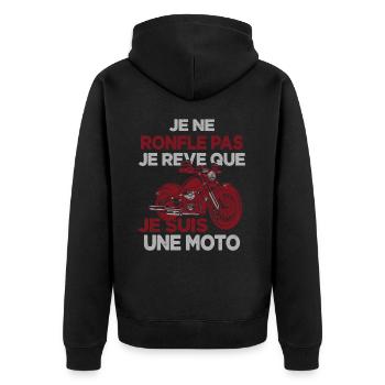 Je Ne Ronfle Pas Je Rêve Que Je Suis Une Moto - Veste à capuche bio Premium Unisexe - noir - Dos - Nico (187cm)