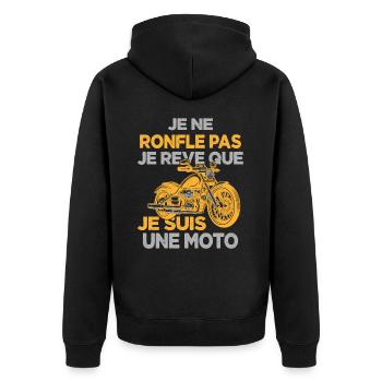 Je Ne Ronfle Pas Je Rêve Que Je Suis Une Moto - Veste à capuche bio Premium Unisexe - noir - Dos - Nico (187cm)