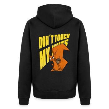lustiges Eichhörnchen Shirt Sticker Männer Sprüche - Unisex Premium Bio Zip Hoodie - Schwarz - Hinten - Nico (187cm)
