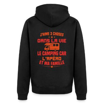 le camping car l'apéro et ma famille Humour Cadeau - Veste à capuche bio Premium Unisexe - noir - Dos - Nico (187cm)