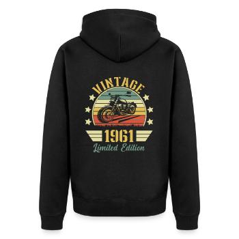 Vintage 1961 Retro Motorrad Geburtstagsgeschenk - Unisex Premium Bio Zip Hoodie - Schwarz - Hinten - Nico (187cm)