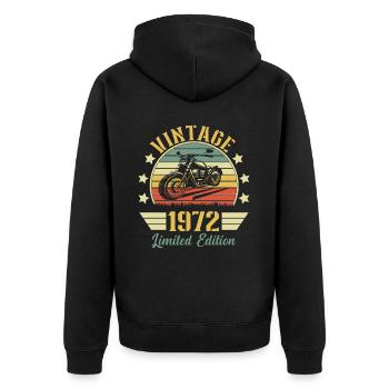 Vintage 1972 Retro Motorrad Geburtstagsgeschenk - Unisex Premium Bio Zip Hoodie - Schwarz - Hinten - Nico (187cm)