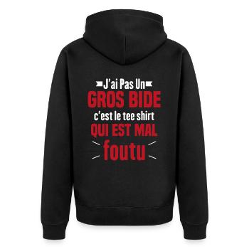 J'ai Pas Un Gros Bide Humour Cadeau - Veste à capuche bio Premium Unisexe - noir - Dos - Nico (187cm)