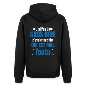 J'ai Pas Un Gros Bide Humour Cadeau - Veste à capuche bio Premium Unisexe - noir - Dos - Nico (187cm)