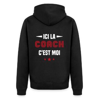 Ici La Coach C'est moi - Veste à capuche bio Premium Unisexe - noir - Dos - Nico (187cm)